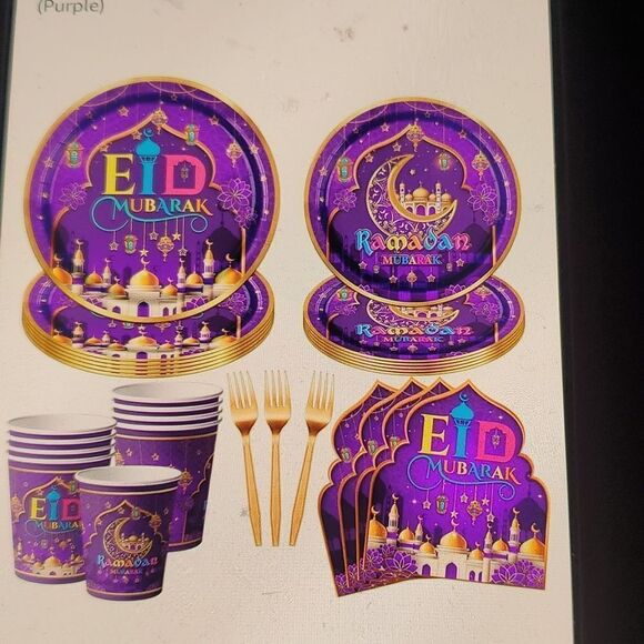 100pcs Ramadan Eid Mubarak Tablewre   Eid Al Adha  New - Picture 1 of 4